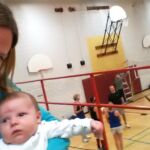Isaac and Mom at Dads Volleyball Game