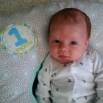 Isaac at 1 month - Tongue out