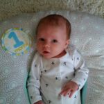 Isaac at 1 month - Who, me?