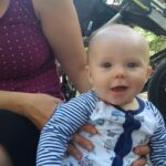 Isaac playing in the sand at Britannia Park
