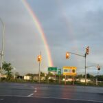 Bright rainbow on the drive to the cottage