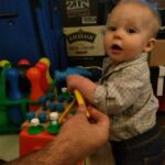 Isaac found the toys we were packing