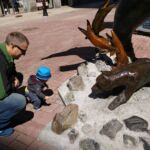 Exploring downtown with Isaac