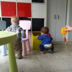 Arlo and Isaac finding the toys