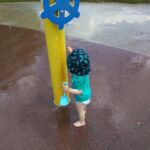 Splash pad was open already, couldn't keep Isaac out of the water.