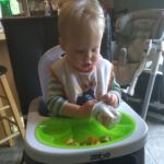 Isaac can feed himself with utensils now