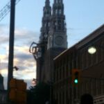 La Machine's spider "crawling" down the church