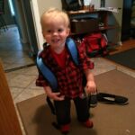 ready for school! a few years early....
although he did move up to the toddler room!!