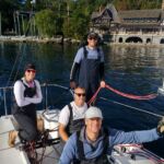 Jean, Amanda, Jon and Pierre, with the club in the background