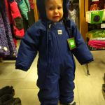Not so impressed with his new snowsuit