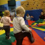 More parachute fun, at gymnastics with Inez