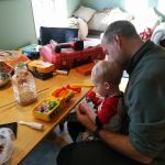 Helping to make the bird feeder