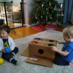 Isaac and cousin Arlo sorting colours