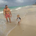 running home from our friend's resort in a rain storm