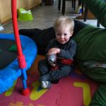 Isaac was so happy to be back home in Canada with daddy's drill