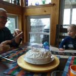 "hot!" Isaac helped make the cake