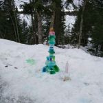 Our coloured ice block tower - Oma's great idea!
