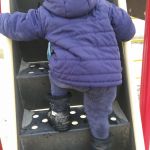 Climbs all the way up by himself now!