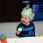 Isaac's birthday celebration at daycare with cupcakes he helped make