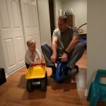 racing daddy around the basement