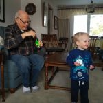 blowing bubbles with Papa