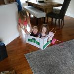 Costco box fun with Lyla and Finley