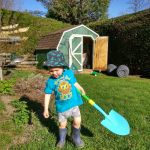 Shoveling in his underwear