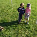 Silas and Tova checking out the turtle at Police Week