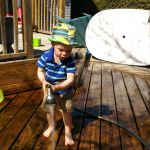 washing the deck like daddy did