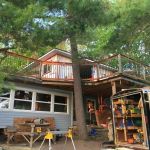 Roof top deck in progress at the cottage