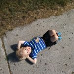 Taking a break on our walk