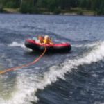 Tubing with Daddy at Opa and Oma's