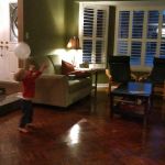 Izzy and Isaac playing keep it up with a balloon