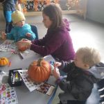 decorating pumpkins with Inez and Noelia