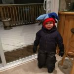 Isaac in his new funny hat from Grandma and Papa