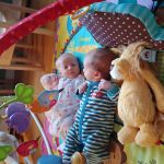 hanging out with bunny and lion from Uncle Jason and Emily