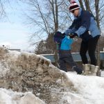 climbing the snow mountain with mommy