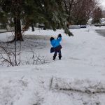 Isaac trying to find the front lawn