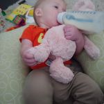 snuggle bunny feeding Asher