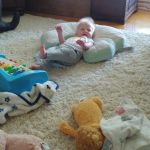 Cadence playing the piano with her feet