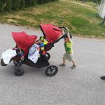 Isaac can push the stroller