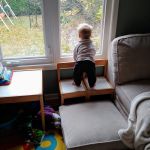 Cadence just fell off the chair and is under the table