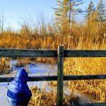 Isaac and a chickadee
