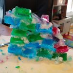 coloured ice cube tower