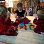 Olivia and Lyla playing with Cadence and Ahser