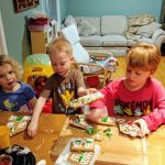 finally eating the gingerbread house with Nolan and Thalia