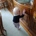 checking out the cabinets at Grandma's