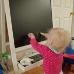 colouring on chalk board