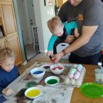 decorating Easter eggs