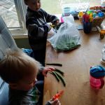 cutting beans for dinner